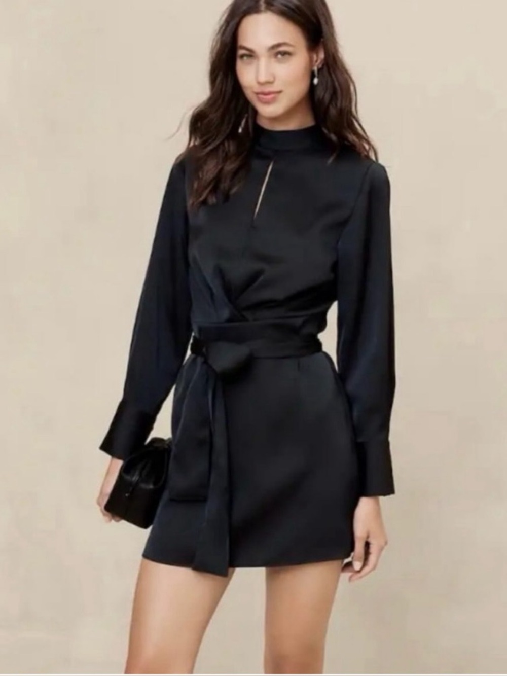 NWT Banana Republic Keyhole Satin Mini Dress Size 8 TALL